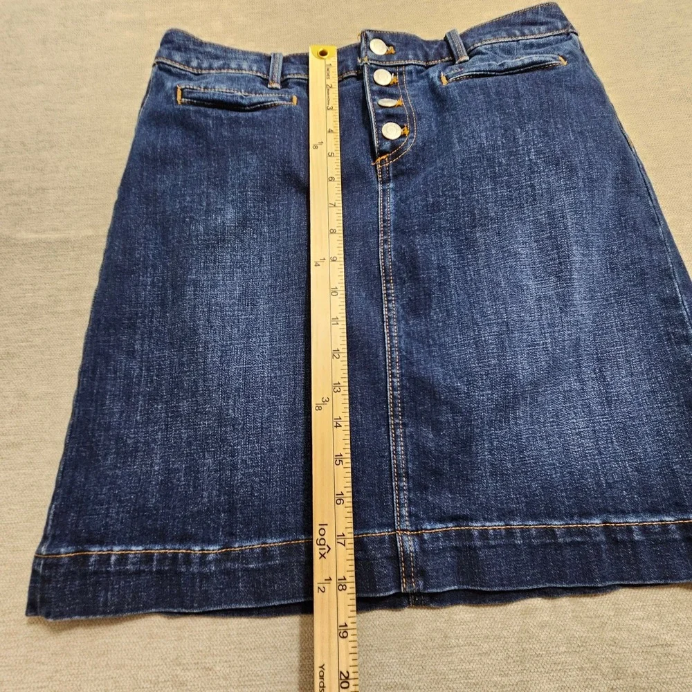 Talbots Denim Skirt Women 8P Dark Wash Button Fly Mini A-Line CN5010 - Picture 5 of 6